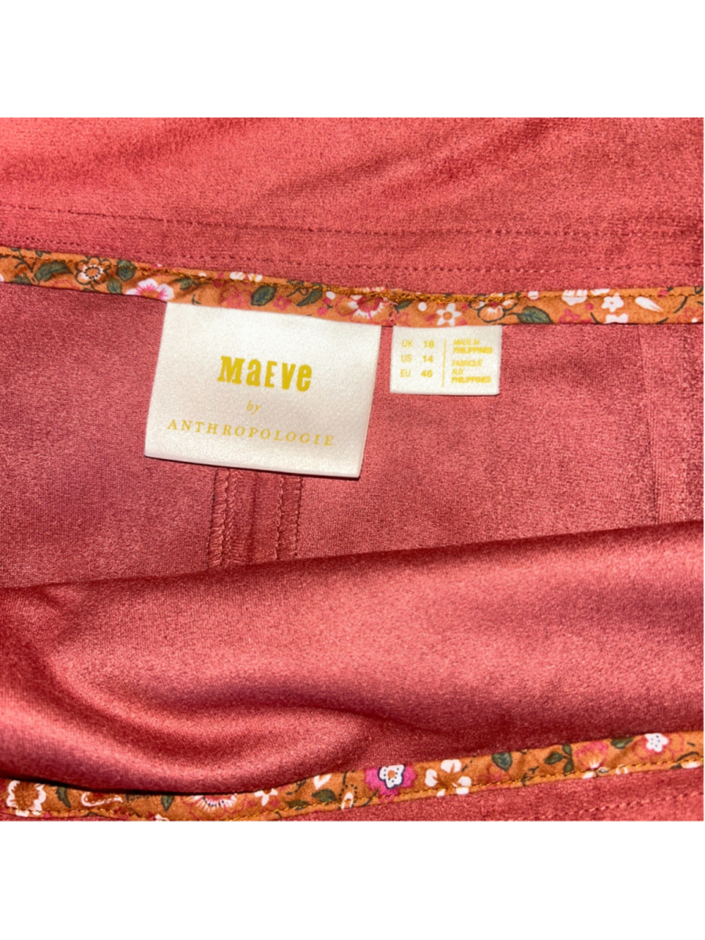 Women's Maeve Marston Ruffle Wrap Asymmetrical Faux Suede Skirt Size 14 Pink - Picture 4 of 6